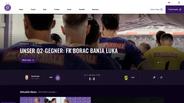 Website Screenshot: FANtastic Fan-Shop FK Austria Memphis fk-austria.at - FK Austria Wien | Home - Date: 2023-06-22 15:15:44