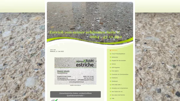 Website Screenshot: Kröpfel & Krain Estriche GmbH. - Estriche - Sichtestriche - Designestriche - Kröpfel & Krain Estriche GmbH. Estrich oder Sichtestrich aus einer Hand - Date: 2023-06-22 15:15:44