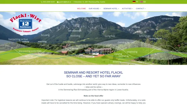 Website Screenshot: Alfred Flackl Wirt - Welcome - Flackl-Wirt - Wiener Alpen - Niederösterreich - Date: 2023-06-22 15:15:44