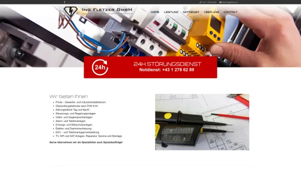 Website Screenshot: Ing. Fletzer der Elektriker - Home - Fletzer GmbH - Ihr persönlicher Elektrotechniker - Date: 2023-06-15 16:02:34