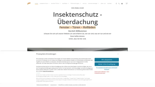 Website Screenshot: Höhn Insektenschutz - Höhn Weilers GmbH – Insektenschutz nach Maß – Überdachungen – Fenster – Türen – Rollläden - Date: 2023-06-15 16:02:34