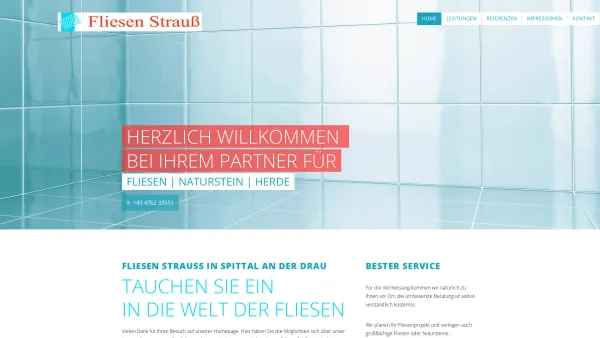 Website Screenshot: www.fliesen-strauss-danke.at - Herzlich Willkommen bei FLIESEN GLAS STRAUSS GMBH in Spittal an der Drau - Date: 2023-06-22 15:00:59