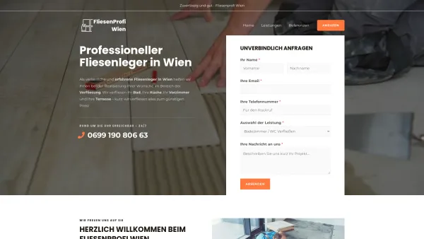 Website Screenshot: Fliesenprofi-Wien Fliesenleger - Fliesenleger Wien – Fliesenprofi ist Ihr Fliesenspezialist in Wien - Date: 2023-06-15 16:02:34