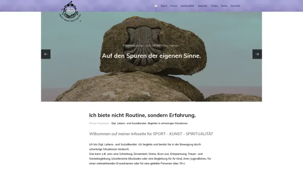 Website Screenshot: Sport Kunst Spiritualität / Lebens und Sozialberatung in der Bewegung - Florian Heumayer - rundum wohlfühlen - Date: 2023-06-22 15:15:44