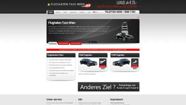 Website Screenshot: Flughafen Taxi Wien - Flughafentaxi Wien | Flughafentransfer - Taxi zum Flughafen Wien - Airport Taxi Vienna - Date: 2023-06-14 10:39:54