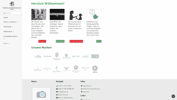 Website Screenshot: Wiener Flötenwerkstatt Werner Tomasi Ges.m.b.H. - Start | Wiener Flötenwerkstatt - Date: 2023-06-22 15:11:32