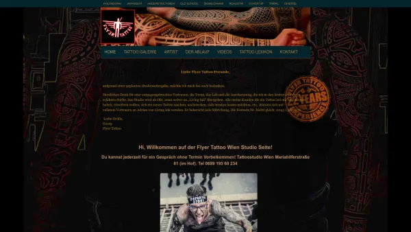 Website Screenshot: Flyer Tattoo - Tattoo Wien - Professionelles Tattoo & Piercingstudio in 1060 Wien - Date: 2023-06-14 10:39:54
