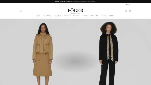 Website Screenshot: Foeger Moser Mode KG - FÖGER Woman Pure - Exklusive Designermode von Luxus bis Contemporary - Date: 2023-06-15 16:02:34