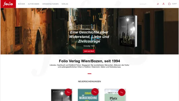 Website Screenshot: Folio Verlag Online-Buchverkauf zu Ötzi Südtirol Osteuropa zeitgenössische Kunst Belletristik Reiseführer - FOLIO VERLAG - Date: 2023-06-22 15:01:03