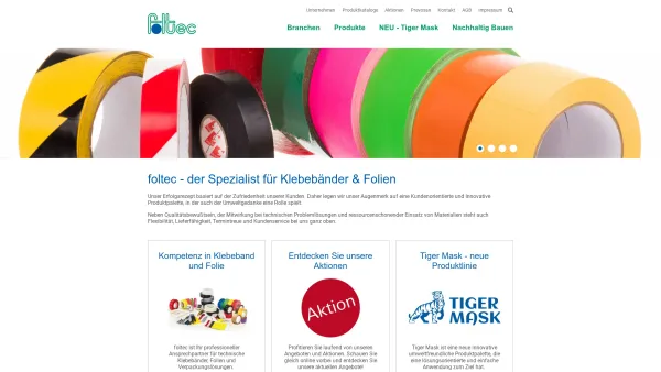 Website Screenshot: foltec Gerhard Fink GesmbH - Klebebänder, Folien, Verpackungen, Malerbedarf - foltec - Date: 2023-06-22 15:01:03