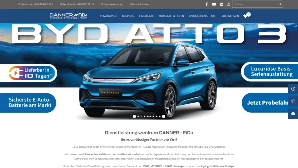 Website Screenshot: Autohaus Ford Danner - Startseite - Dienstleistungszentrum Danner - Date: 2023-06-22 15:01:03
