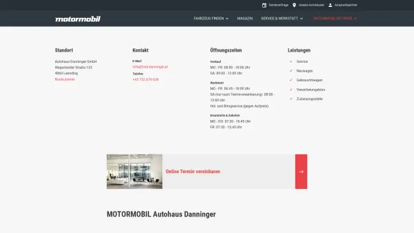Website Screenshot: Hans Danninger Donau-Garage Gesellschaft Ford 4 You - Autohaus Danninger - Willkommen bei Motormobil - Date: 2023-06-22 15:01:03