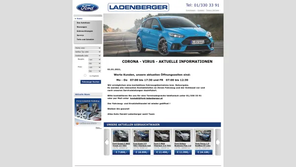 Website Screenshot: Harald FORD Ladenberger - Ford Wien Autohaus Ladenberger Service, Unfallreparatur, Neuwagen, Gebrauchtwagen - Date: 2023-06-22 15:01:03