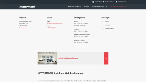 Website Screenshot: Weichselbaumer Autohaus Ford 4 You - Autohaus Weichselbaumer - Willkommen bei Motormobil - Date: 2023-06-22 15:01:03
