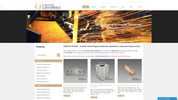 Website Screenshot: Zhejiang Creator Components Co., Ltd. - Forging Manufacturer,Forge Service,Forged Parts - China Creator - Date: 2023-06-14 10:39:54