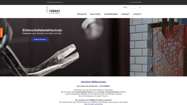 Website Screenshot: Format-Tresorbau GmbH Co bei Format Tresorbau GmbH Co.KG Hessisch Lichtenau Startseite - FORMAT Tresorbau GmbH & Co. KG - - Date: 2023-06-22 15:01:03
