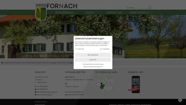 Website Screenshot: Gemeindeamt Fornach RiS-Kommunal - Fornach - GEM2GO WEB - Zentrum - Date: 2023-06-22 15:11:32