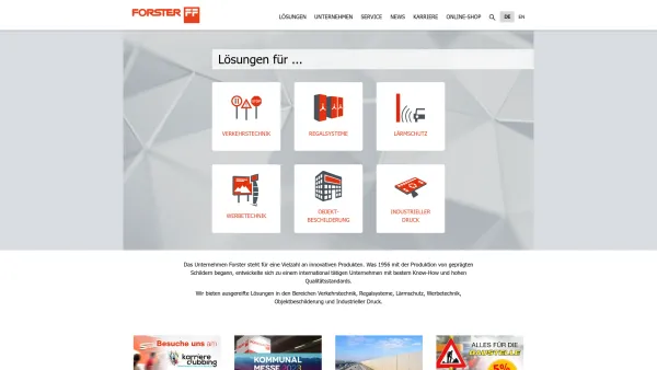 Website Screenshot: Forster Verkehrs- und Werbetechnik GmbH - Forster - Date: 2023-06-22 15:11:32