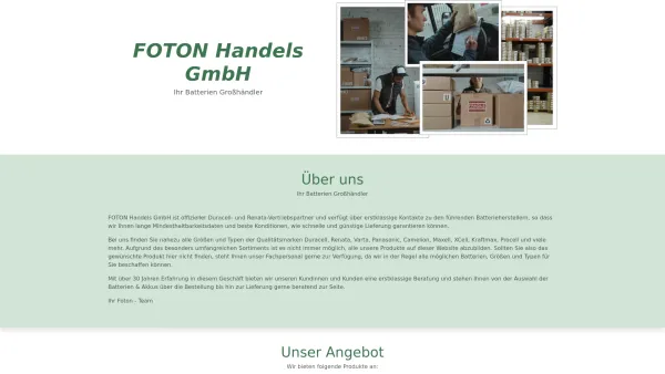 Website Screenshot: FOTON Handels GmbH - FOTON Handels GmbH | Ihr Batterien Großhändler. - Date: 2023-06-15 16:02:34