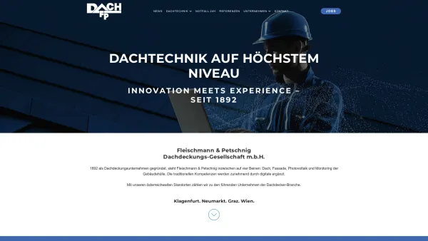 Website Screenshot: Fleischmann & Petschnig - F&P Dach - Ihr Dachdecker in Klagenfurt, Graz, Neumarkt und Wien - Date: 2023-06-22 15:01:06