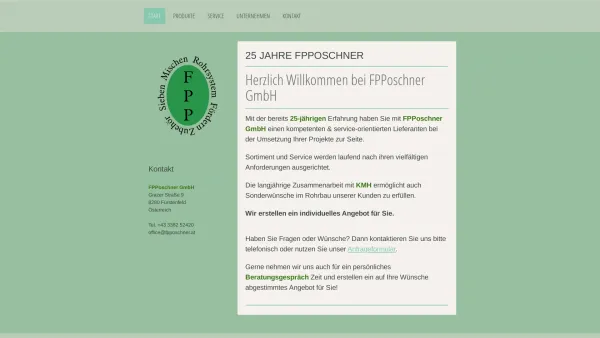 Website Screenshot: FPPoschner GmbH & Co KG - FPPoschner GmbH Fuerstenfeld - Rohrsysteme Filteranlagen Sonderanfertigungen KMH Fuerstenfeld Steiermark Andreas Poschner - Date: 2023-06-22 15:01:06