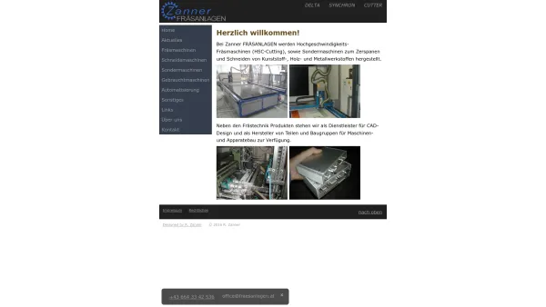 Website Screenshot: Zanner Fräsanlagen - CNC-gesteuerte HSC-Fräsmaschinen für Industrie, Gewerbe und Hobby - Date: 2023-06-22 15:01:06