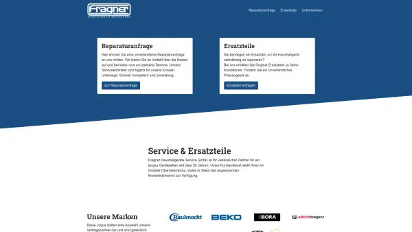 Website Screenshot: Fragner Haushaltgeräte Service GmbH - Fragner Haushaltgeräte Service GmbH | fragner.at - Date: 2023-06-15 16:02:34