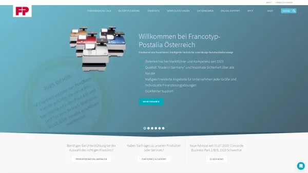 Website Screenshot: Francotyp-Postalia frankiermaschinen kuvertiermaschinen postbearbeitung - FP Österreich - Willkommen bei Francotyp-Postalia - Date: 2023-06-22 15:01:06