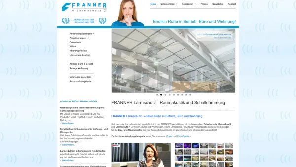 Website Screenshot: Franner Lärmschutz 
HandelsgesmbH - Endlich Ruhe im Betrieb, Büro und Wohnung - FRANNER Lärmschutz | Wien - Date: 2023-06-22 15:01:06