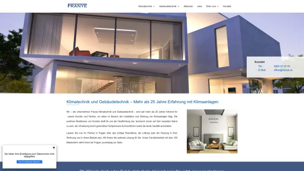 Website Screenshot: Franye Klimatechnik GmbH - Franye Klima- & Gebäudetechnik - ihr Partner in Wien / Niederösterreich - Date: 2023-06-15 16:02:34