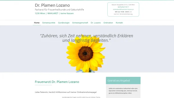 Website Screenshot: Frauenarzt Dr. Plamen Lozano - Home - Frauenarzt Dr. Plamen Lozano - 1230 Wien - Wahlarzt - Date: 2023-06-26 10:26:19