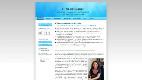 Website Screenshot: Dr. Renate Straberger Fachärztin für Frauenheilkunde und Geburtshilfe - Willkommen auf der Homepage von Dr. Renate Straberger - Date: 2023-06-22 15:11:37