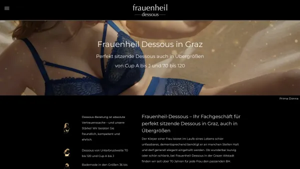 Website Screenshot: Frauenheil Sonja Lipp GesmbH - Frauenheil Dessous in Graz | Fachgeschäft für Dessous - Date: 2023-06-22 15:11:37