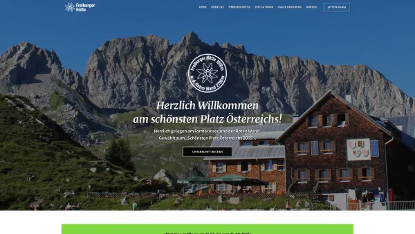 Website Screenshot: Freiburger Hütte - Freiburger Hütte Lech am Arlberg DAV-Hütte am Formarinsee - Date: 2023-06-22 15:11:37