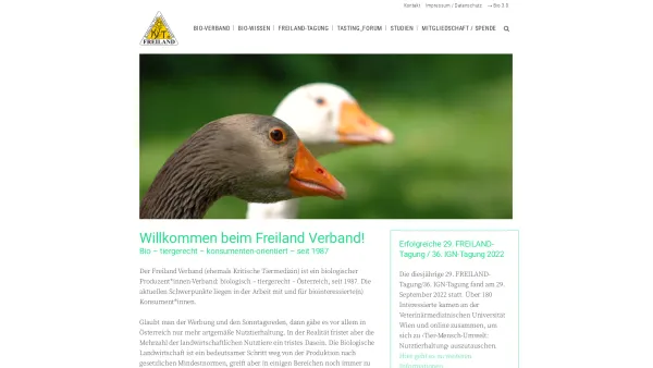Website Screenshot: KT FREILAND Startseite - Der Freiland Verband: Bio und tiergerecht seit 1987 - Date: 2023-06-22 15:11:37