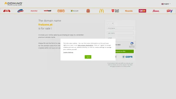 Website Screenshot: FREIZONE ein ganz anderes Lokal - Adomino Premium Domain Names - Date: 2023-06-22 15:01:10