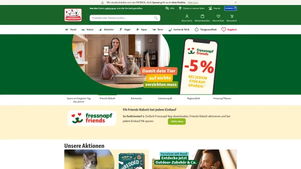 Website Screenshot: FRESSNAPF Alles für Ihr Tier - Tierbedarf und Tiernahrung im Online-Shop | FRESSNAPF - Date: 2023-06-22 15:01:11