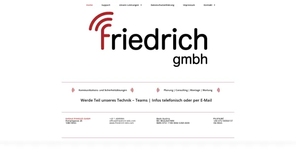 Website Screenshot: FRIEDRICH GesmbH Kommunikations und Sicherheitslösungen - Friedrich GmbH – Kommunikationslösungen – Sicherheitslösungen - Date: 2023-06-15 16:02:34
