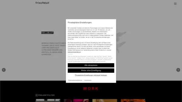 Website Screenshot: frischblut Markenführung & Kommunikations GmbH - frischblut Werbeagentur - Markenführung & Kommunikation Linz - Date: 2023-06-22 15:01:11