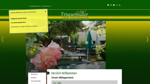 Website Screenshot: Friseurmüller Wiener Heuriger - Friseurmüller Heuriger - 19., Hameaustrasse 30 :: Startseite - Date: 2023-06-22 15:16:24