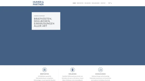 Website Screenshot: Humer & Partner KG Werksvertretungen-Objektlösungen - Humer & Partner – Briefkästen – Müllboxen – Einhausungen - Date: 2023-06-15 16:02:34