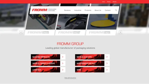 Website Screenshot: Fromm packaging systems - Home - The FROMM Group - Date: 2023-06-22 15:16:25