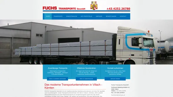 Website Screenshot: Transporte Fuchs - Transportunternehmen Villach Kärnten - FUCHS Transporte GesmbH - Date: 2023-06-15 16:02:34