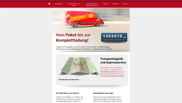 Website Screenshot: Funktrans Termintransport GmbH Klagenfurt - Vom Paket bis zur Komplettladung - Funktrans/Europaket Bodendienst & Termintransporte - Date: 2023-06-22 15:01:16