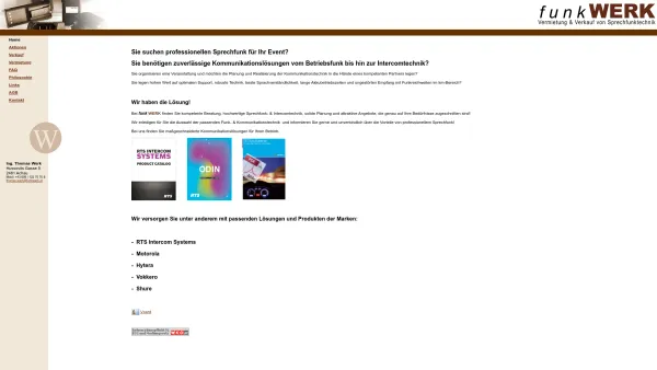 Website Screenshot: funkWERK - Vermietung professioneller Betriebsfunktechnik - Date: 2023-06-22 15:01:16