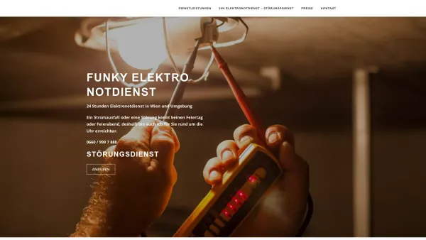 Website Screenshot: Funky Elektroinstallationen Notdienst e.U. - Home - FUNKY Elektroinstallationen Notdienst e.U. - Date: 2023-06-14 10:46:41