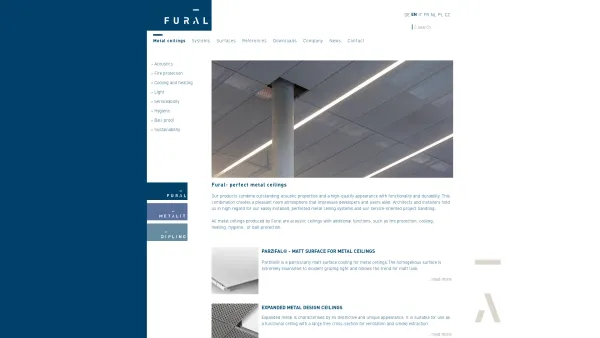 Website Screenshot: Fural Systeme in Metall GmbH - Fural metal ceilings Acoustic Ceilings ceiling systems FP Secure metal ceiling fire protection ceiling - Date: 2023-06-22 15:21:08