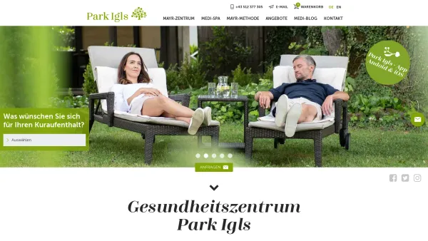 Website Screenshot: Parkhotel Igls - Park Igls - Gesundheitszentrum in Tirol: F. X. Mayr-Zentrum Österreich - Date: 2023-06-22 15:11:40