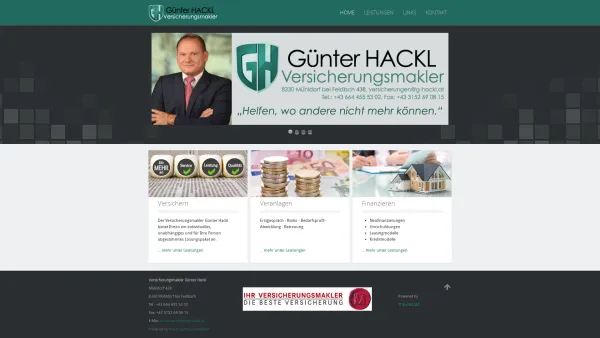 Website Screenshot: Versicherungsmakler Günter Hackl - Home - Versicherungsmakler Steiermark Feldbach | Unabhängig | Günter Hackl - Date: 2023-06-22 15:11:40