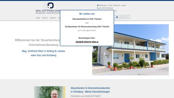 Website Screenshot: Mag. Gottfried Ofner - Wirtschaftstreuhänder Mag. Gottfried Ofner in Voitsberg - Date: 2023-06-15 16:02:34